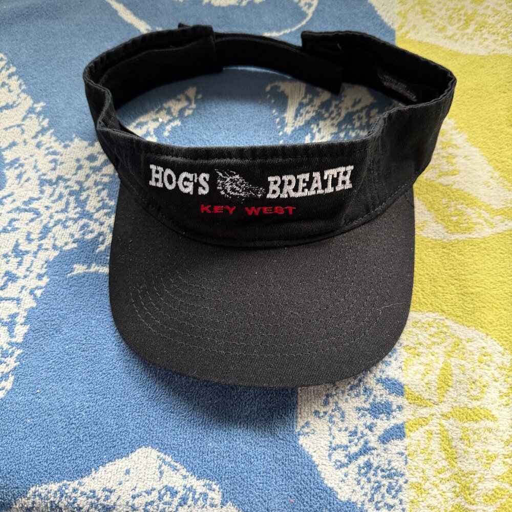 Hog’s Breath Saloon Black Sun Visor Key West, Florida - Velcro strap-back - Picture 2 of 6